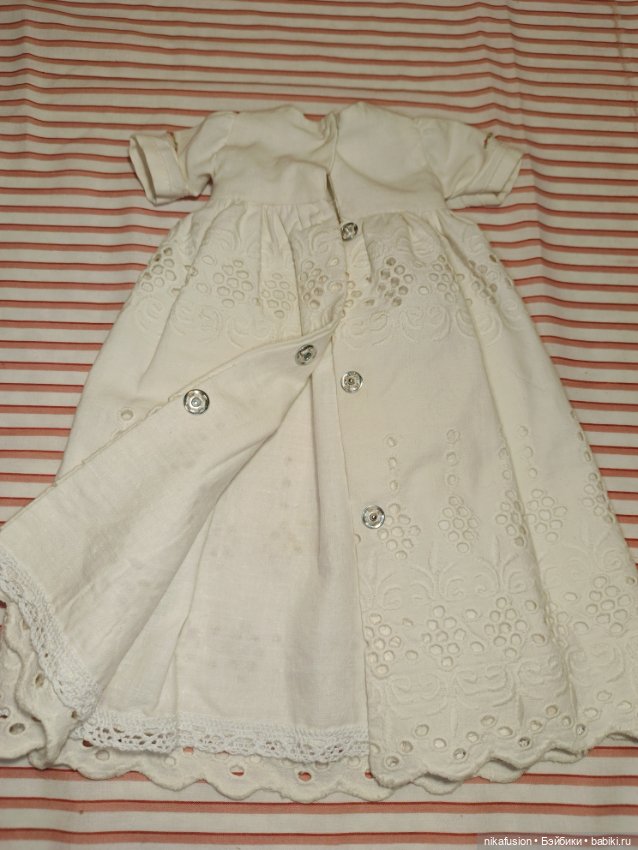 Крестильное платье на атик или винтажную куклу, пупса (фото 7)