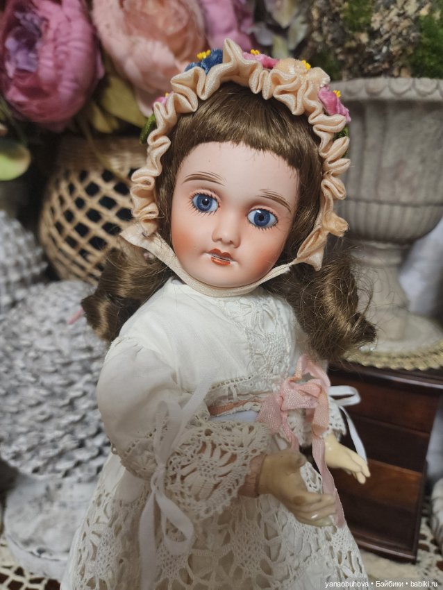Антикварная французская куколка Лимож, 30 см