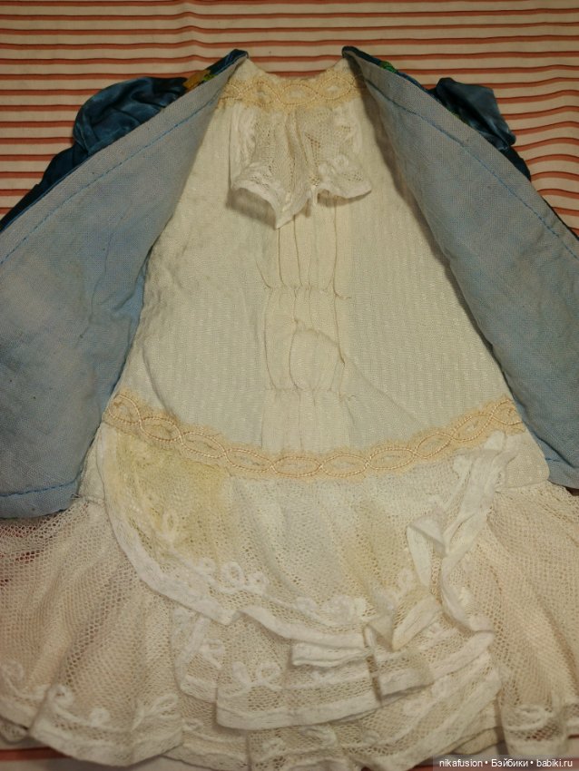 Платье шёлк на антикварную или винтажную куклу рост 45-48 см (фото 7)