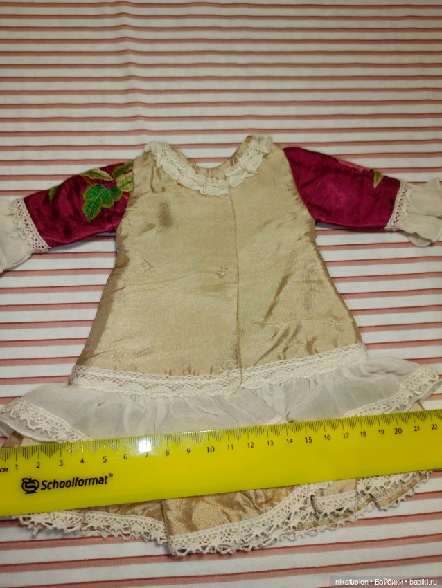 Платье шёлк на антикварную или винтажную куклу рост 35-40 см (фото 9)