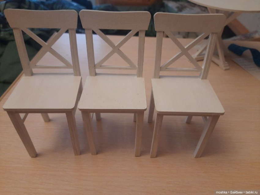 Стол и три стула — Кукольная мебель (фото 3)