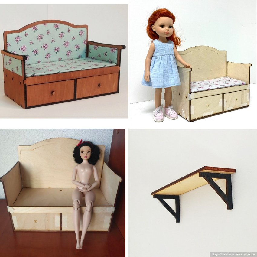 Диван с ящиками для кукол около 30 см (Паолок/Барби) (фото 10)