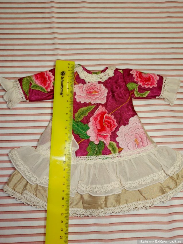 Платье шёлк на антикварную или винтажную куклу рост 35-40 см (фото 7)