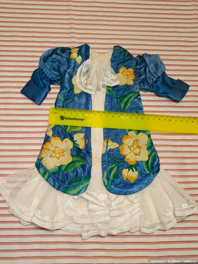 Платье шёлк на антикварную или винтажную куклу рост 45-48 см (фото 6)