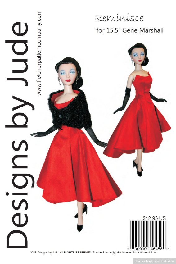 Выкройки для кукол в формате PDF в натуральную величину / одежда для Джин Маршалл Gene Marshall 40см