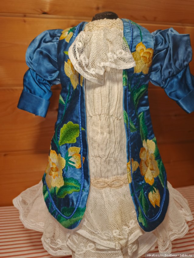 Платье шёлк на антикварную или винтажную куклу рост 45-48 см (фото 2)