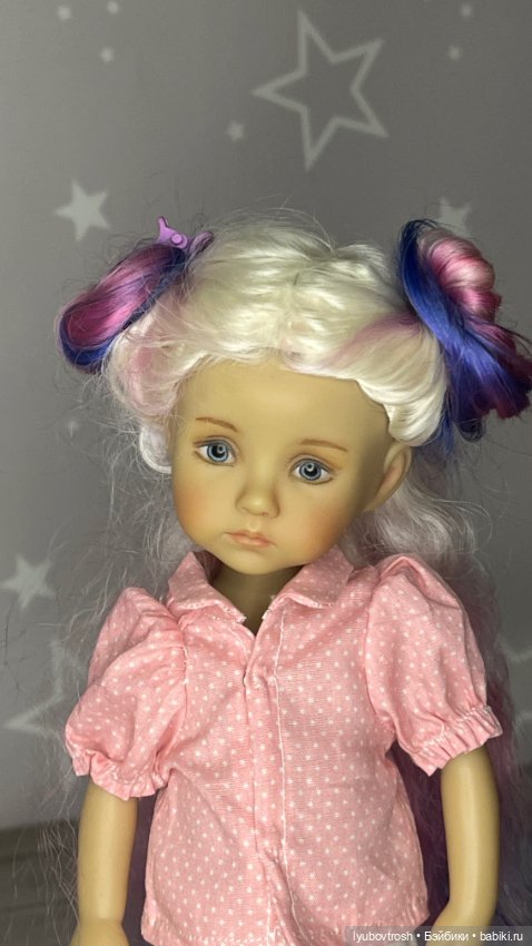 Парик натуральный трехцветный 6/7 для Бонеки и аналогичных кукол с обхватом головы 16-16,5 см