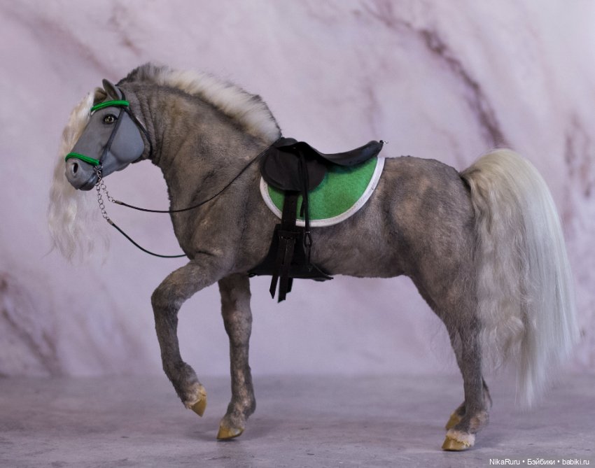 Лошадь для Барби, Фьордская серая лошадь подвижная в смешанной технике, конь (фото 6)