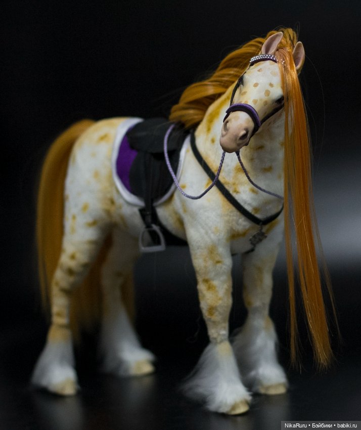 Лошадь для Барби, подвижная в смешанной технике, конь формат 1/6 (фото 8)