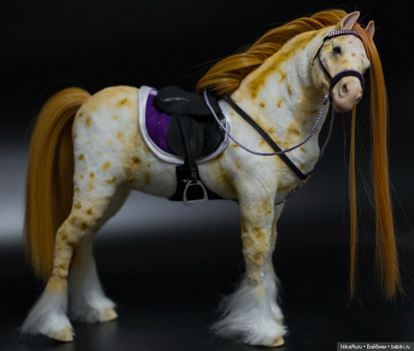 Лошадь для Барби, подвижная в смешанной технике, конь формат 1/6 (фото 7)