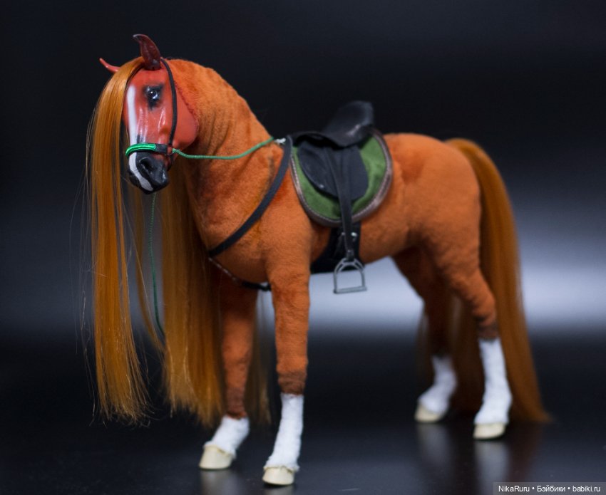 Лошадь рыжая для Барби, подвижная в смешанной технике, конь (фото 9)