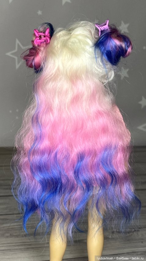 Парик натуральный трехцветный 6/7 для Бонеки и аналогичных кукол с обхватом головы 16-16,5 см