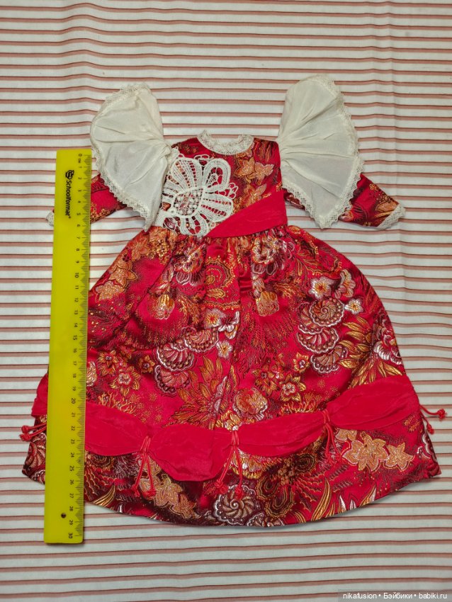 Платье шёлк на антикварную или винтажную куклу рост 40 см (фото 3)