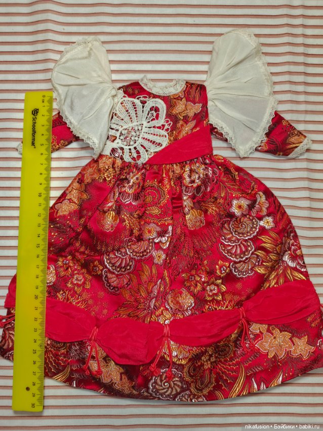 Платье шёлк на антикварную или винтажную куклу рост 40 см (фото 4)