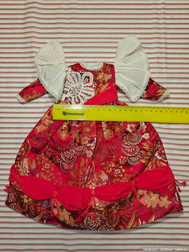 Платье шёлк на антикварную или винтажную куклу рост 40 см (фото 5)