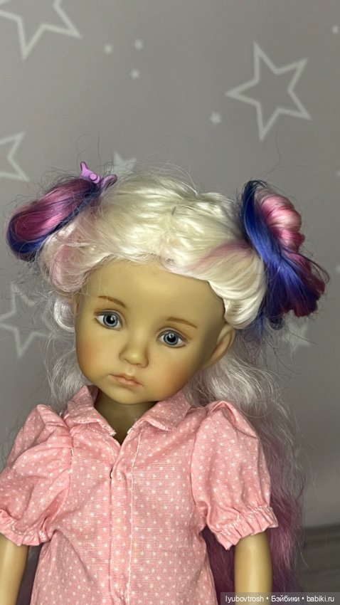 Парик натуральный трехцветный 6/7 для Бонеки и аналогичных кукол с обхватом головы 16-16,5 см (фото 10)