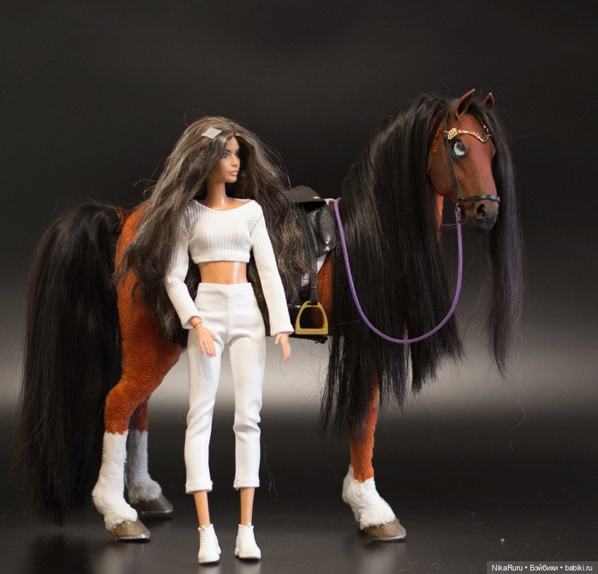 Лошадь для Барби, подвижная в смешанной технике, конь формат 1/6 (фото 4)