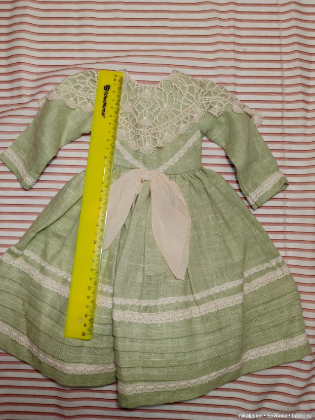 Платье лен на старинную куклу рост 52-55 см (фото 6)