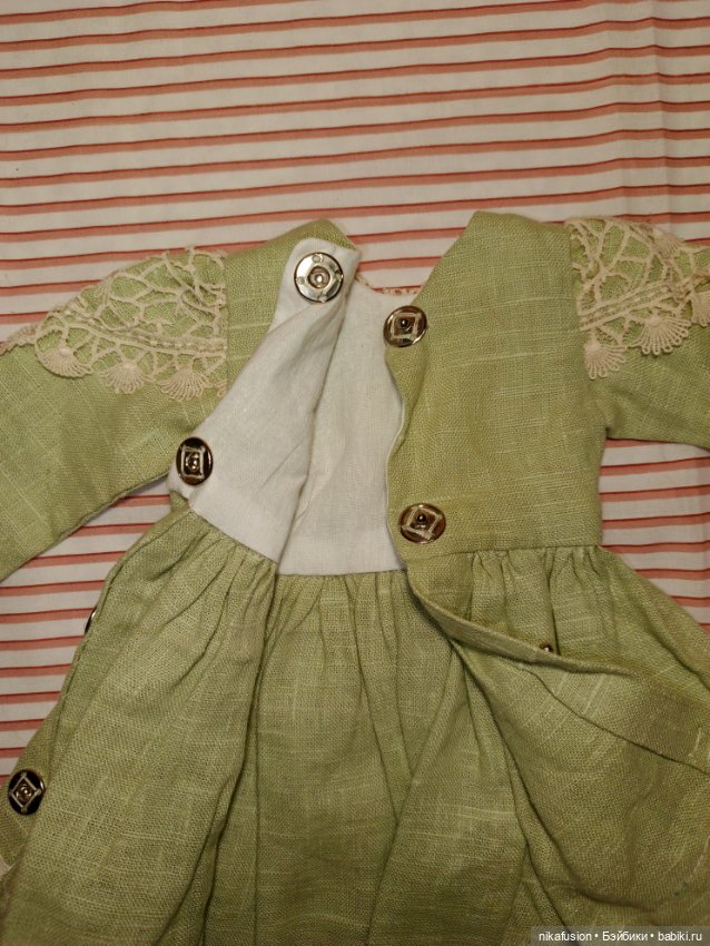Платье лен на старинную куклу рост 52-55 см (фото 7)