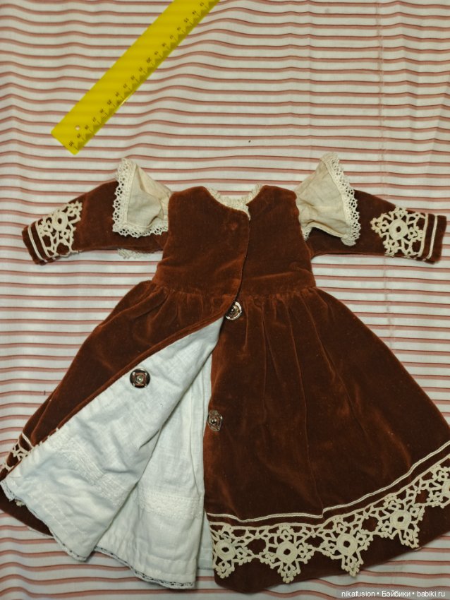 Платье бархат на антикварную или винтажную куклу рост 45 см (фото 7)