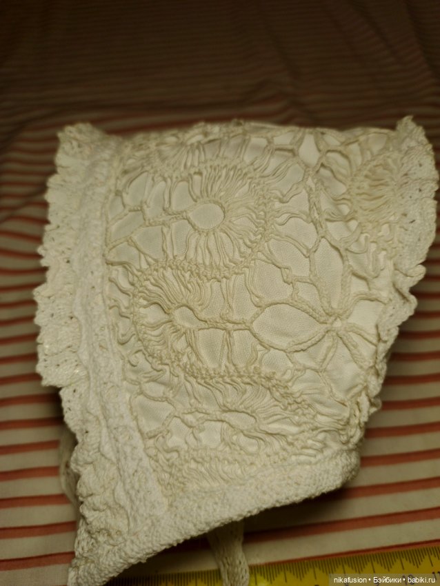 Чепчик на антикварную или винтажную куклу или Реборна, ОГ 42-46 (фото 7)