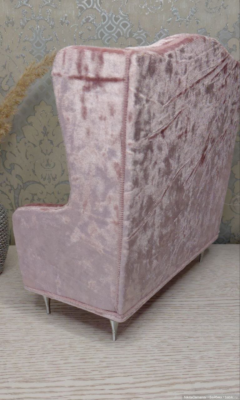 Мебель бархатный диван для кукол Паола, Рейна, Блайз, Барби 1:6 (фото 6)