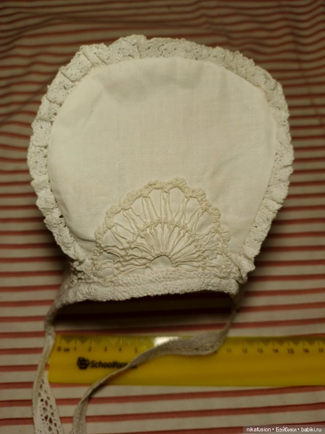 Чепчик на антикварную или винтажную куклу или Реборна, ОГ 42-46 (фото 4)