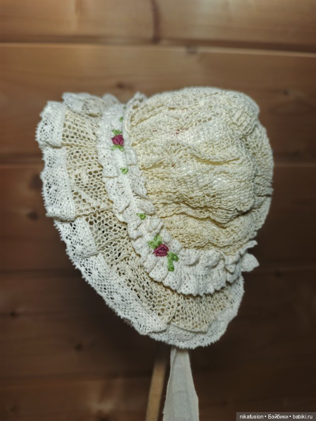 Чепчик на антикварную или винтажную куклу, Реборна (фото 3)