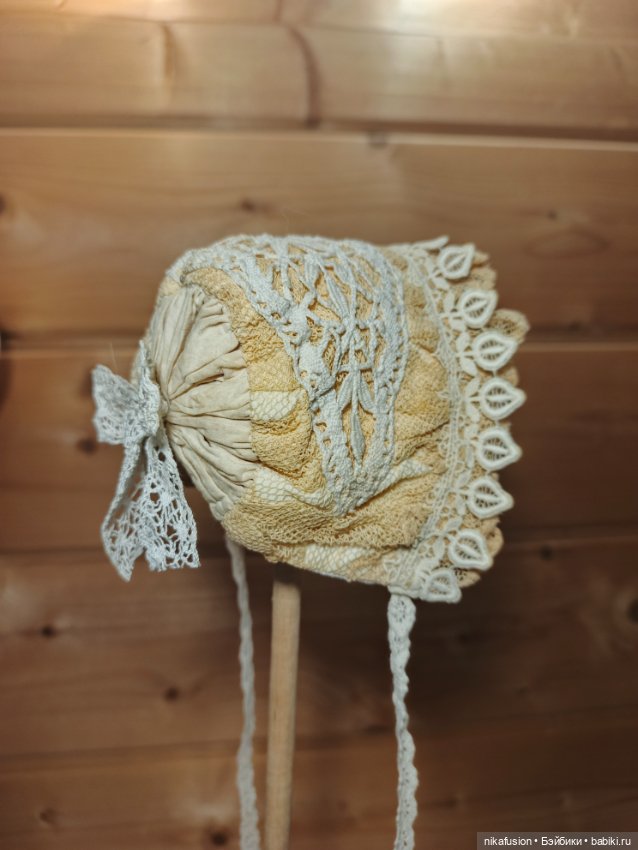 Чепчик на антикварную или винтажную куклу, Реборна (фото 4)