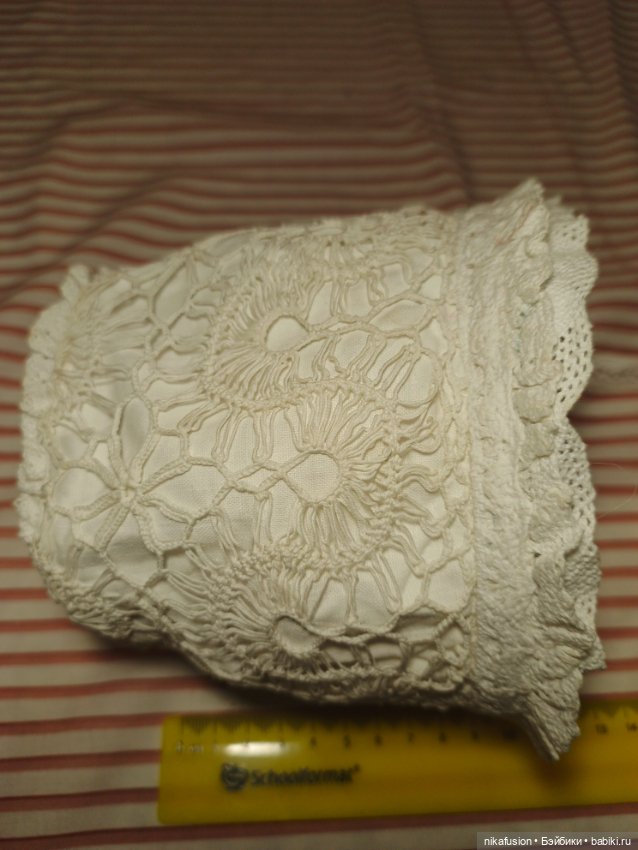 Чепчик на антикварную или винтажную куклу или Реборна, ОГ 42-46 (фото 6)