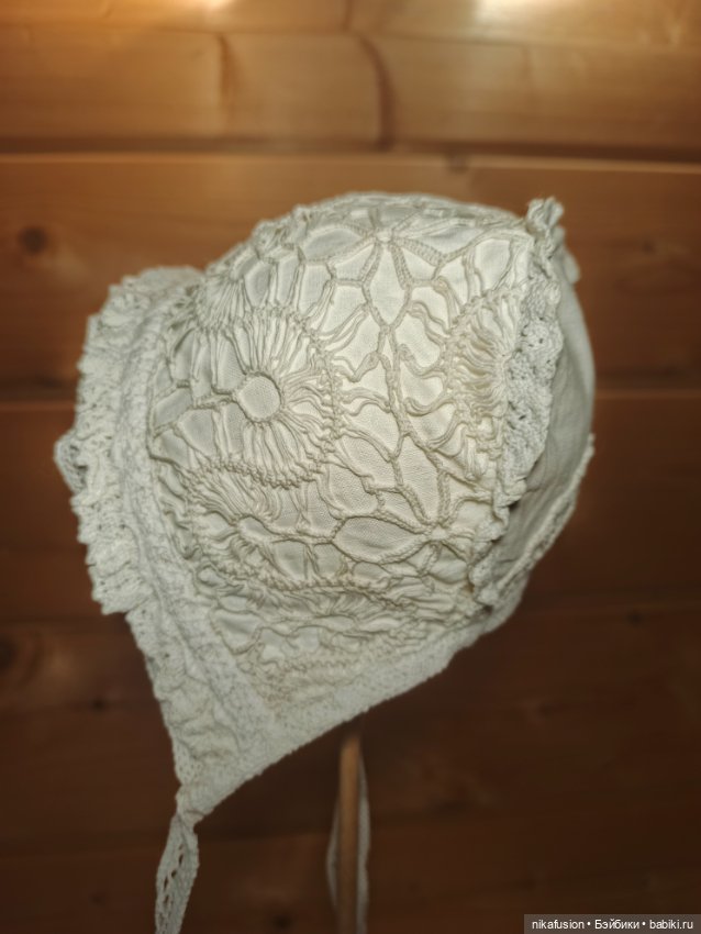 Чепчик на антикварную или винтажную куклу или Реборна, ОГ 42-46 (фото 3)