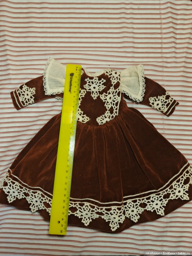 Платье бархат на антикварную или винтажную куклу рост 45 см (фото 6)
