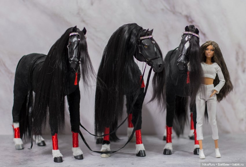 Русская тройка, лошади для Барби, сани, формат 1/6 в смешанной технике (фото 10)