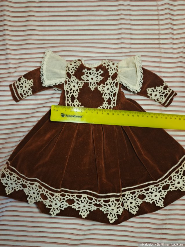 Платье бархат на антикварную или винтажную куклу рост 45 см (фото 5)
