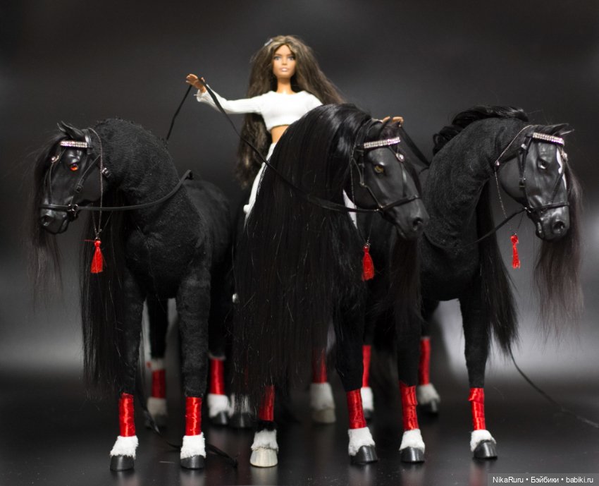 Русская тройка, лошади для Барби, сани, формат 1/6 в смешанной технике