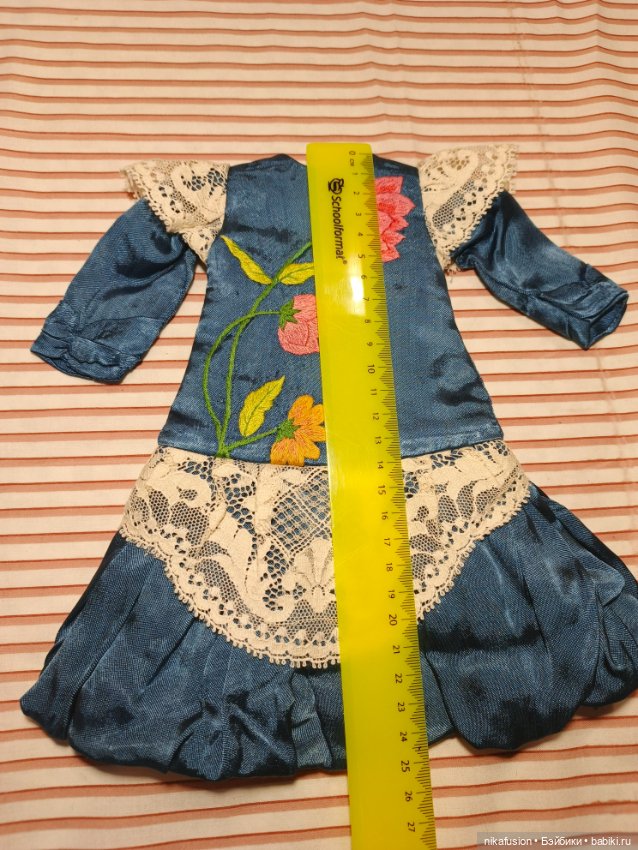 Платье шёлк на антикварную или винтажную куклу рост 35 см (фото 5)