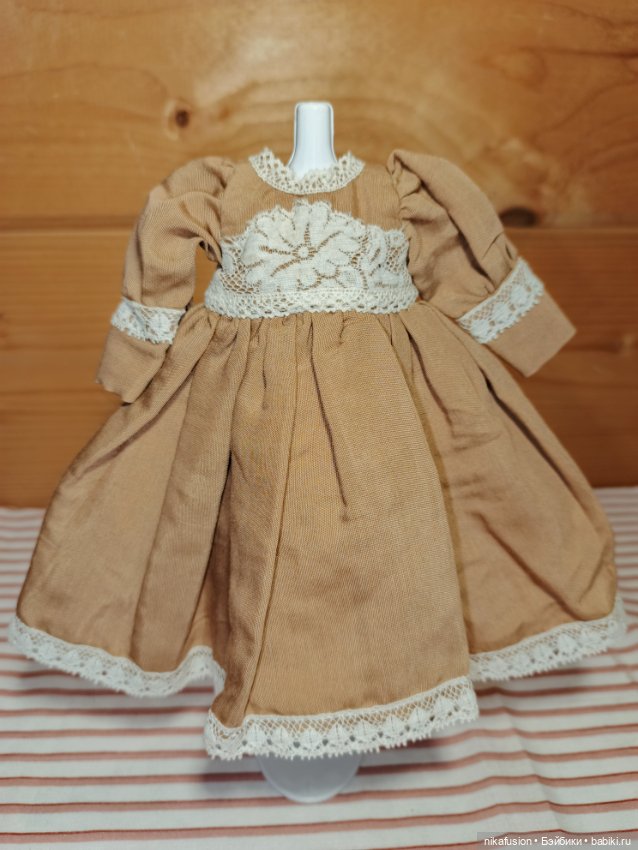 Платье из шелка на антикварную или винтажную куклу рост 20-22 см (фото 4)