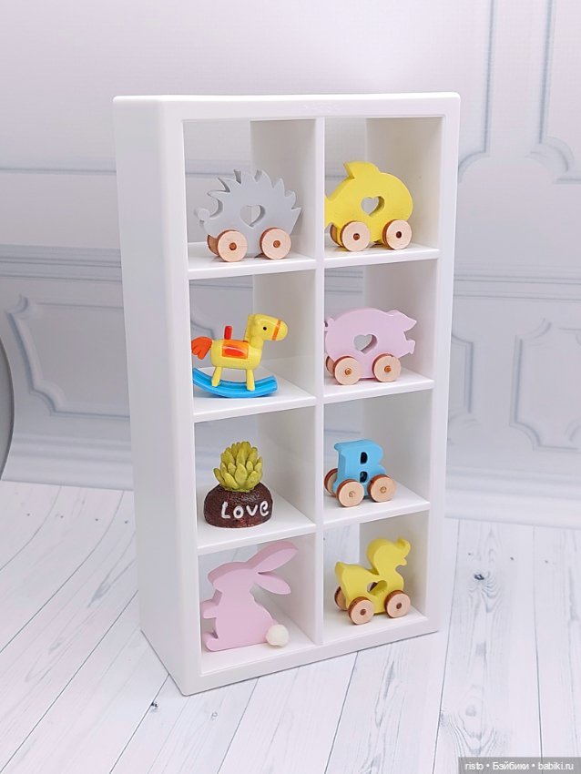 Белый стеллаж Икеа для кукол Ob11 и формата 1/8 (фото 2)
