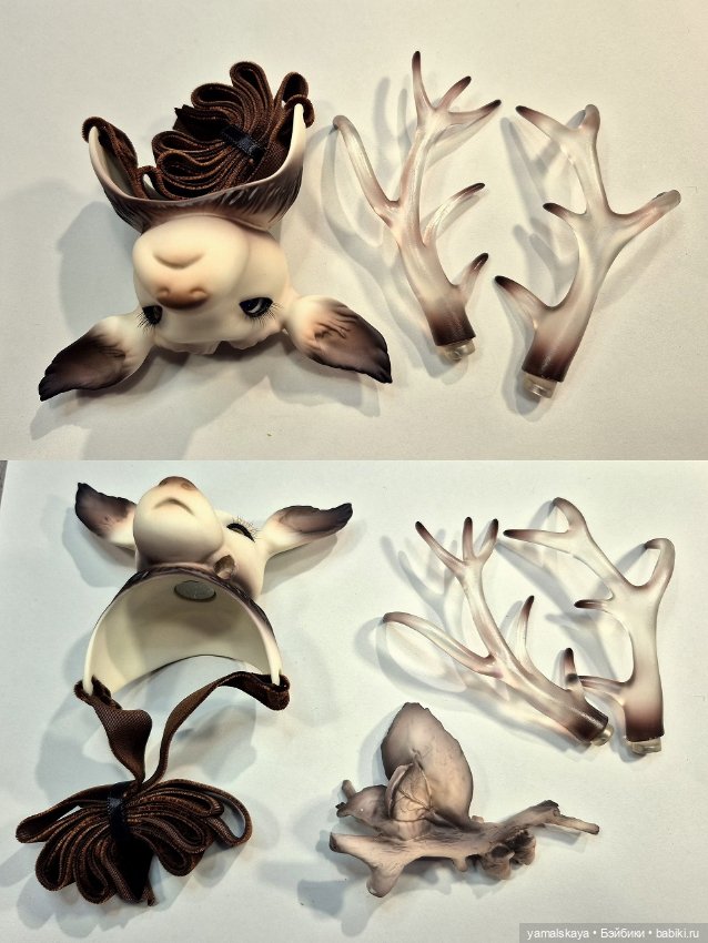 Головной убор в виде головы оленя с рожками для куклы БДЖ Souldoll (фото 6)