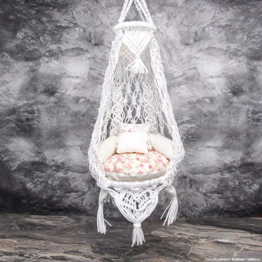 Подвесное плетеное кресло для бжд кукол (фото 2)