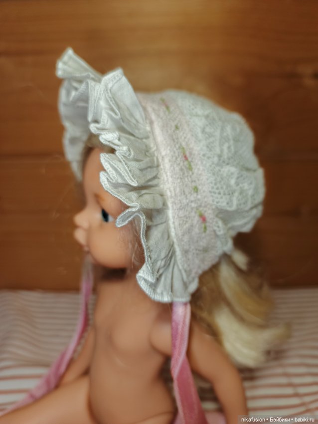 Чепчик, боннет на антикварную или винтажную куклу, пупса, Паола Рейна, Сяоми монст (фото 6)