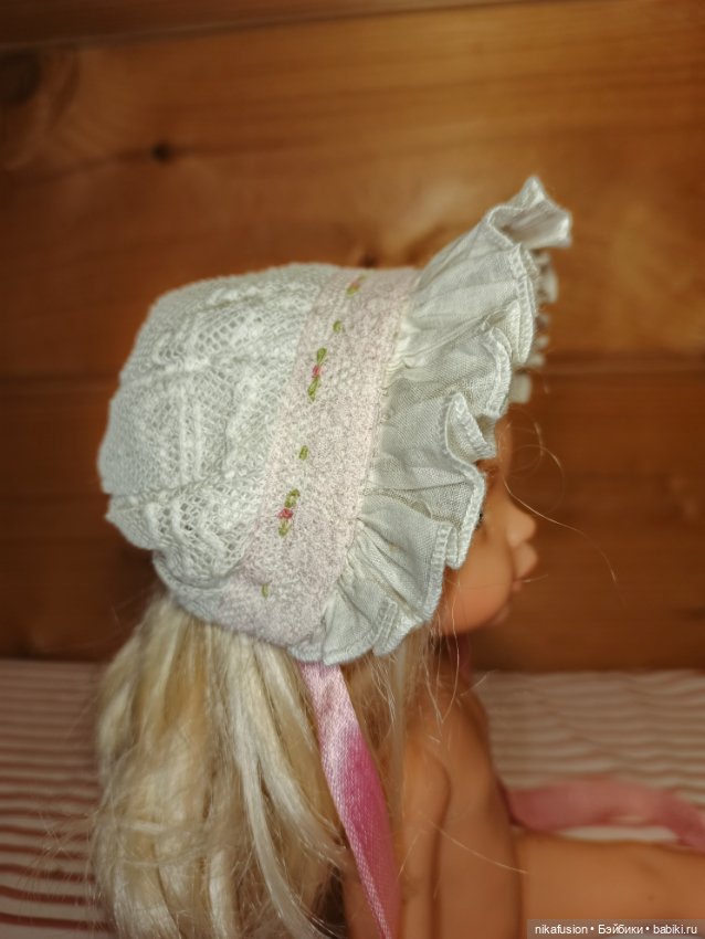 Чепчик, боннет на антикварную или винтажную куклу, пупса, Паола Рейна, Сяоми монст (фото 7)