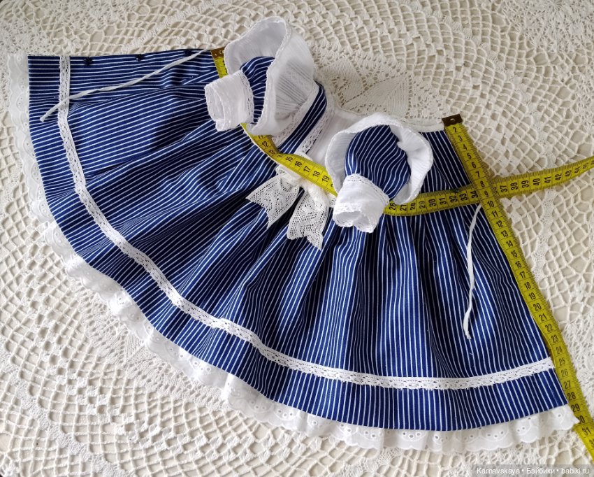 Сатиновое платье для антикварных кукол и реплик ориентировочно на рост 45см (фото 6)