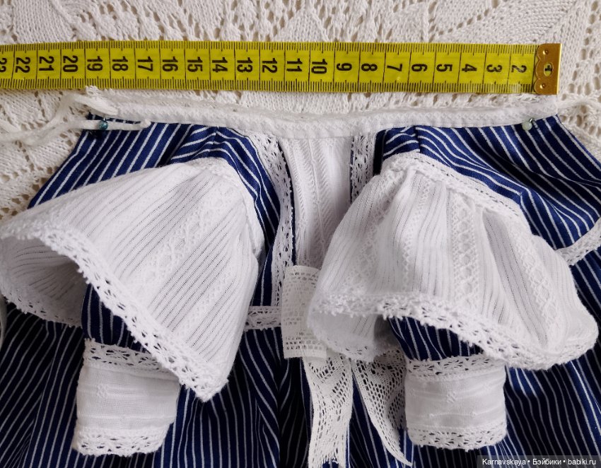 Сатиновое платье для антикварных кукол и реплик ориентировочно на рост 45см (фото 8)