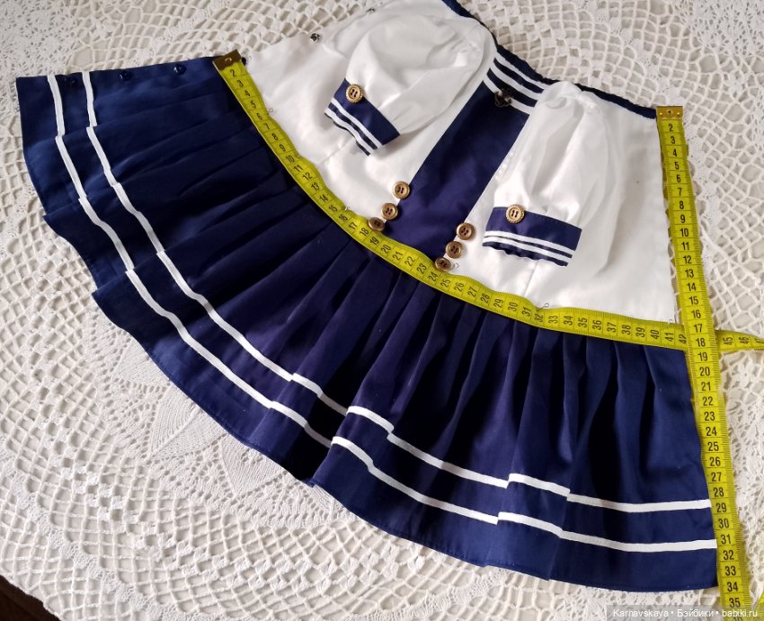 Комплект в морском стиле для антикварных кукол и реплик 54-56см.роста (фото 6)