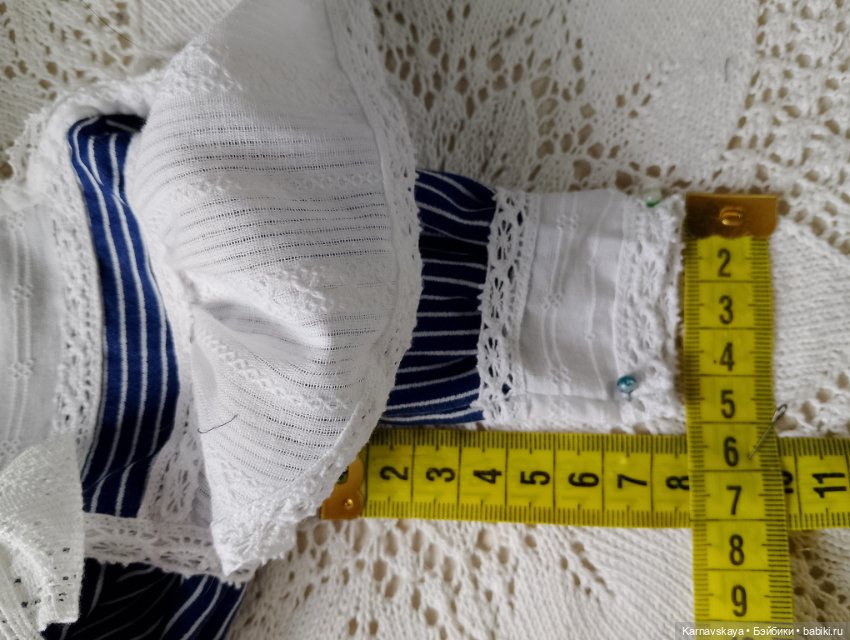 Сатиновое платье для антикварных кукол и реплик ориентировочно на рост 45см (фото 7)