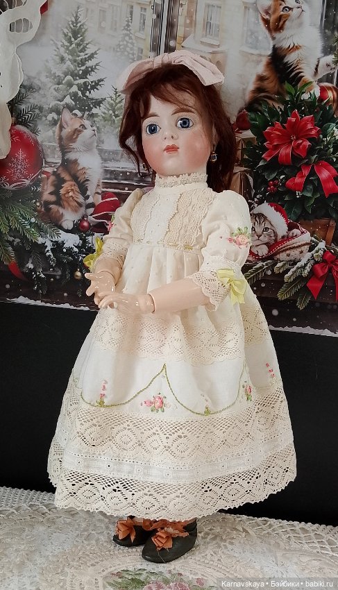 Батистовое платье для антикварных кукол и реплик на рост 45см(+-2см) (фото 4)