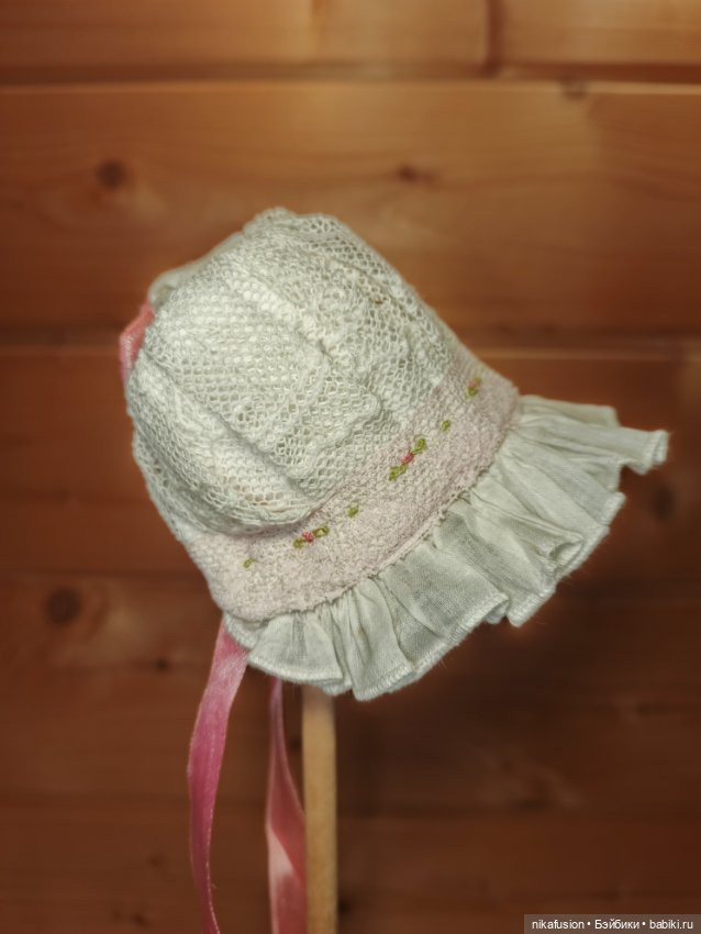 Чепчик, боннет на антикварную или винтажную куклу, пупса, Паола Рейна, Сяоми монст (фото 3)