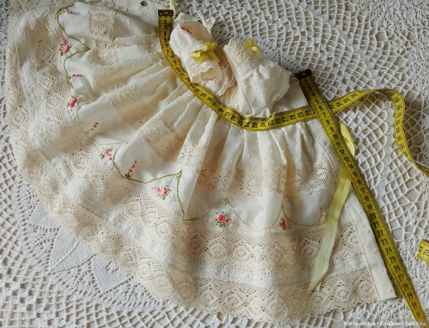 Батистовое платье для антикварных кукол и реплик на рост 45см(+-2см) (фото 6)