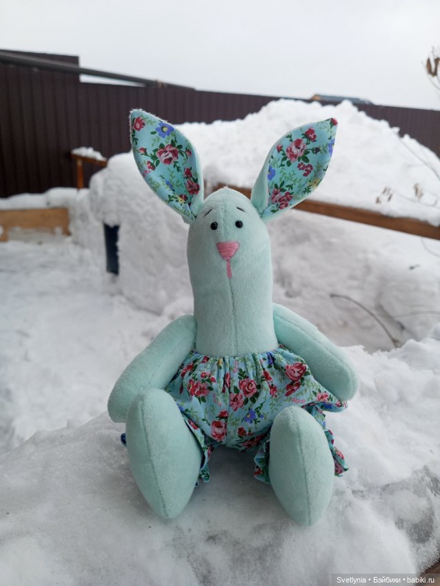 Мятный текстильный зайчик (фото 3)